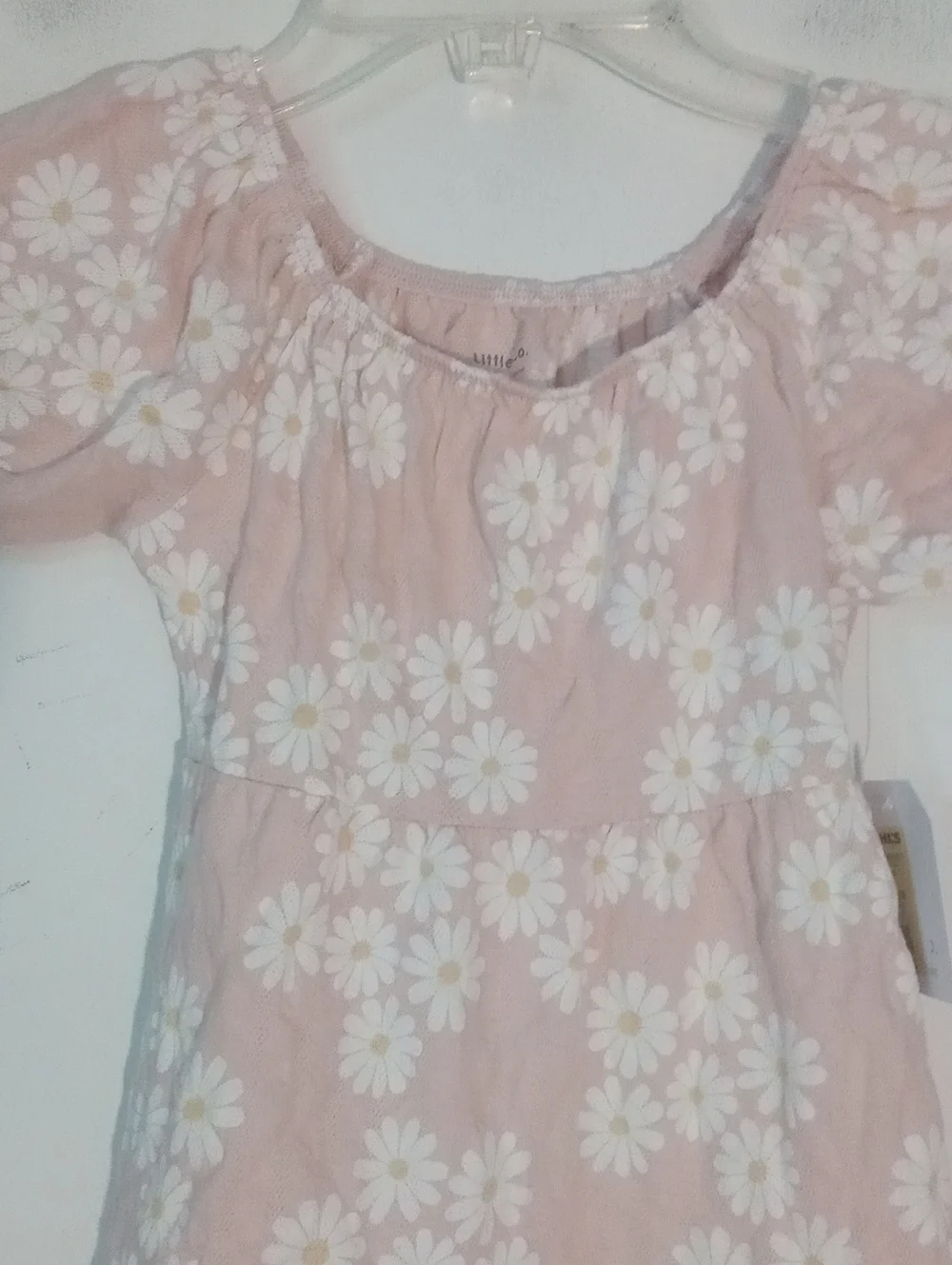 * Little Co By Lauren Conrad Girls' Pink Daisy Puff Sleeve Dress Size 4 NWT $26